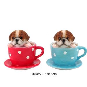 MINI BULLDOGS IN COFFEE MUG DESIGN