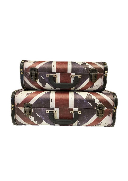 SET OF 2 PC VINTAGE LUGGAGE UK FLAG DESIGN
