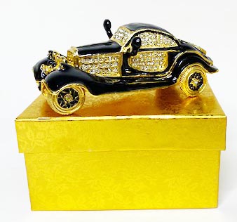 METAL DESIGN ANTIQUE CAR JEWEL BOX