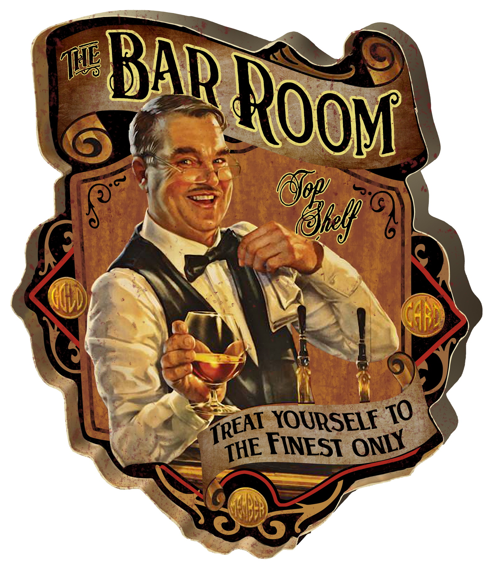 Metal embossed design U.S.A BAR ROOM sign XL