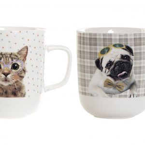 Cat & dog design porcelain mugs