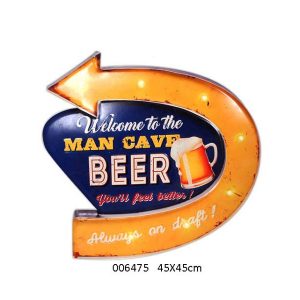 Man cave beer U.S.A design metal embossed sign