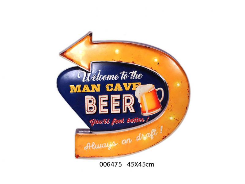 Man cave beer U.S.A design metal embossed sign