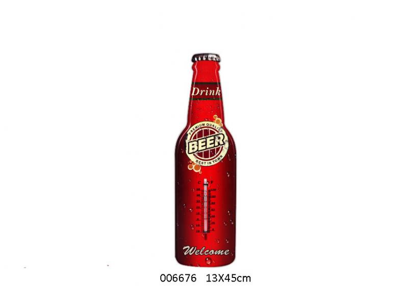Thermometer beer U.S.A design metal embossed sign