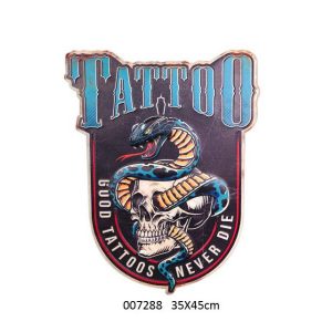 U.S.A TIN METAL SIGN EMBOSSED DESIGN GOOD TATTOOS NEVER DIE