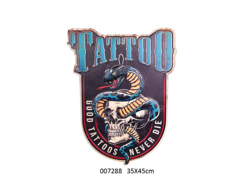 U.S.A TIN METAL SIGN EMBOSSED DESIGN GOOD TATTOOS NEVER DIE