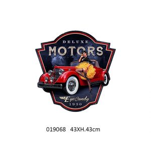 U.S.A TIN METAL SIGN EMBOSSED  DESIGN DELUXE MOTORS