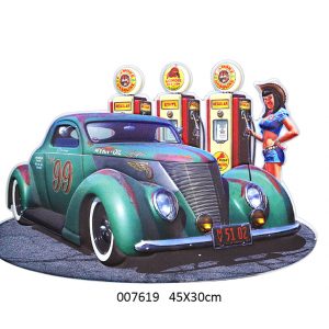 U.S.A TIN METAL SIGN EMBOSSED DESIGN GAS STATION PIN UP