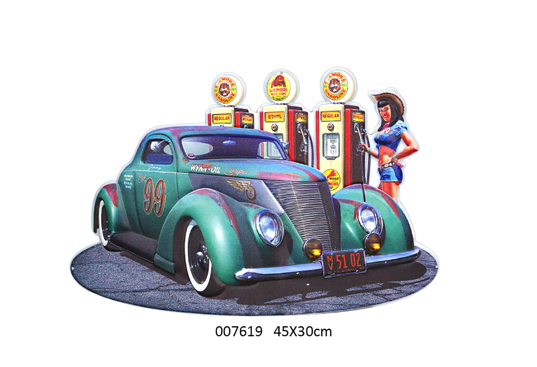 U.S.A TIN METAL SIGN EMBOSSED DESIGN GAS STATION PIN UP