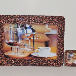 SET OF 8 PIECES TABLE MATS & COASTERS COFFEE DESIGN