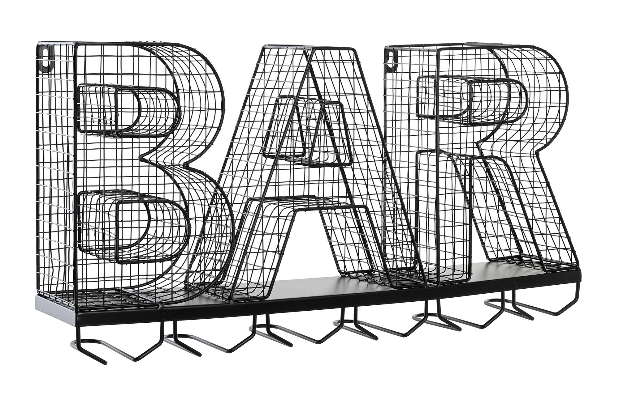 BOTTLE RACK METAL 54X10X26 PUB & BAR DESIGN BLACK
