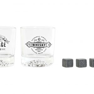 GLASS SET 6 GLASS STONE 27X14,5X8,5 320ML. PRINTED DESIGN