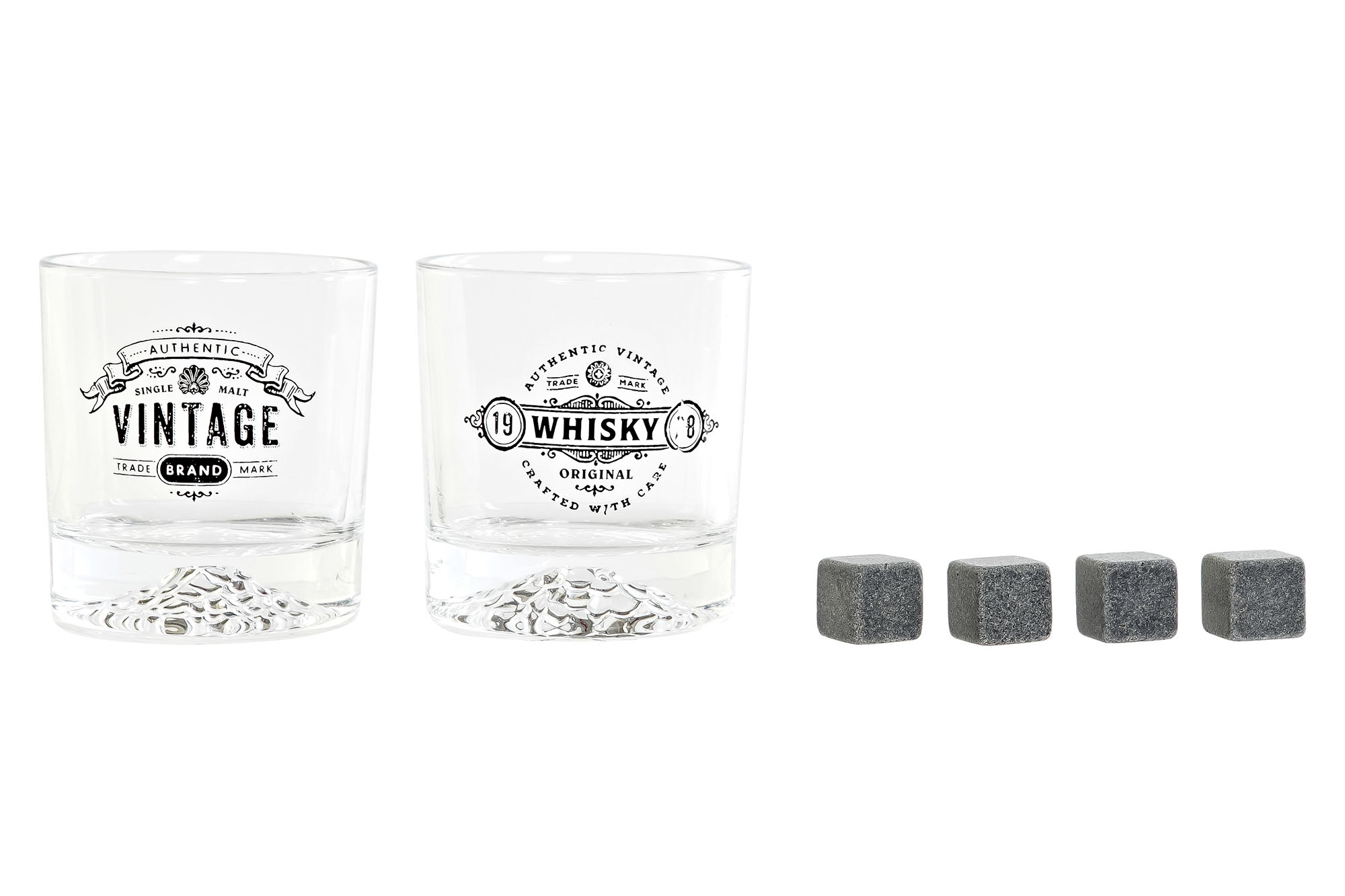 GLASS SET 6 GLASS STONE 27X14,5X8,5 320ML. PRINTED DESIGN