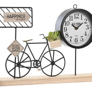 TABLE CLOCK WOOD & METAL DESIGN NATURAL