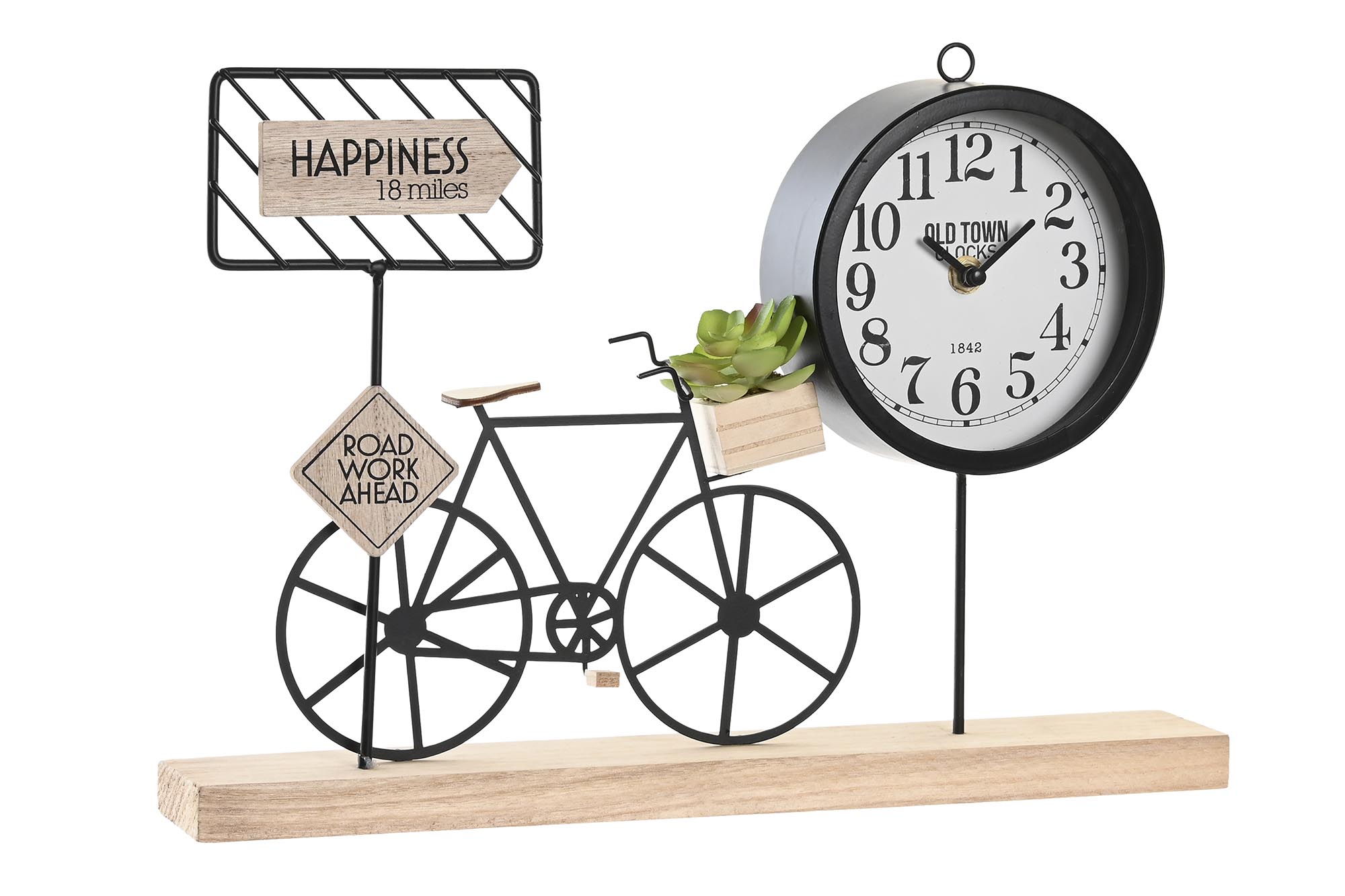 TABLE CLOCK WOOD & METAL DESIGN NATURAL