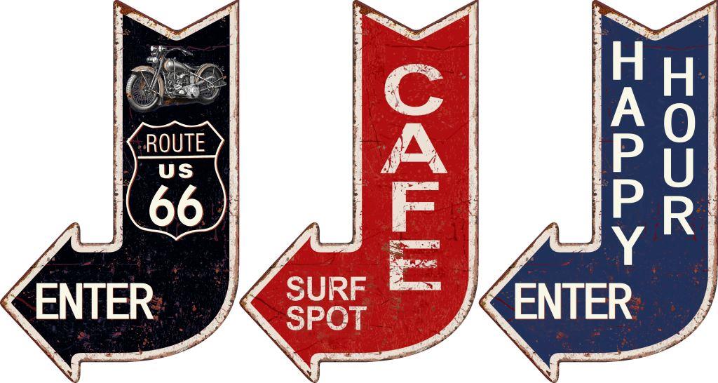 WALL DECORATION METAL DESIGN SIGNS U,S,A 3 MOD.