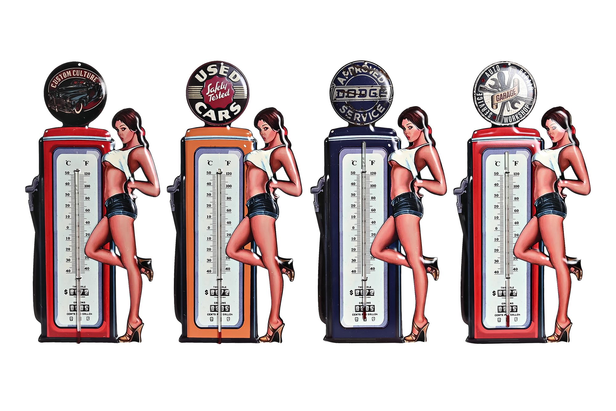 THERMOMETER METAL DESIGN FUEL STATION 4 MOD