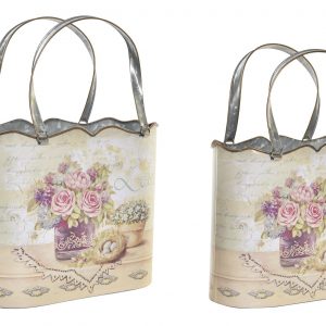 FLOWERPOT STANDS DESIGN SET OF 2 METAL LOVE PINK