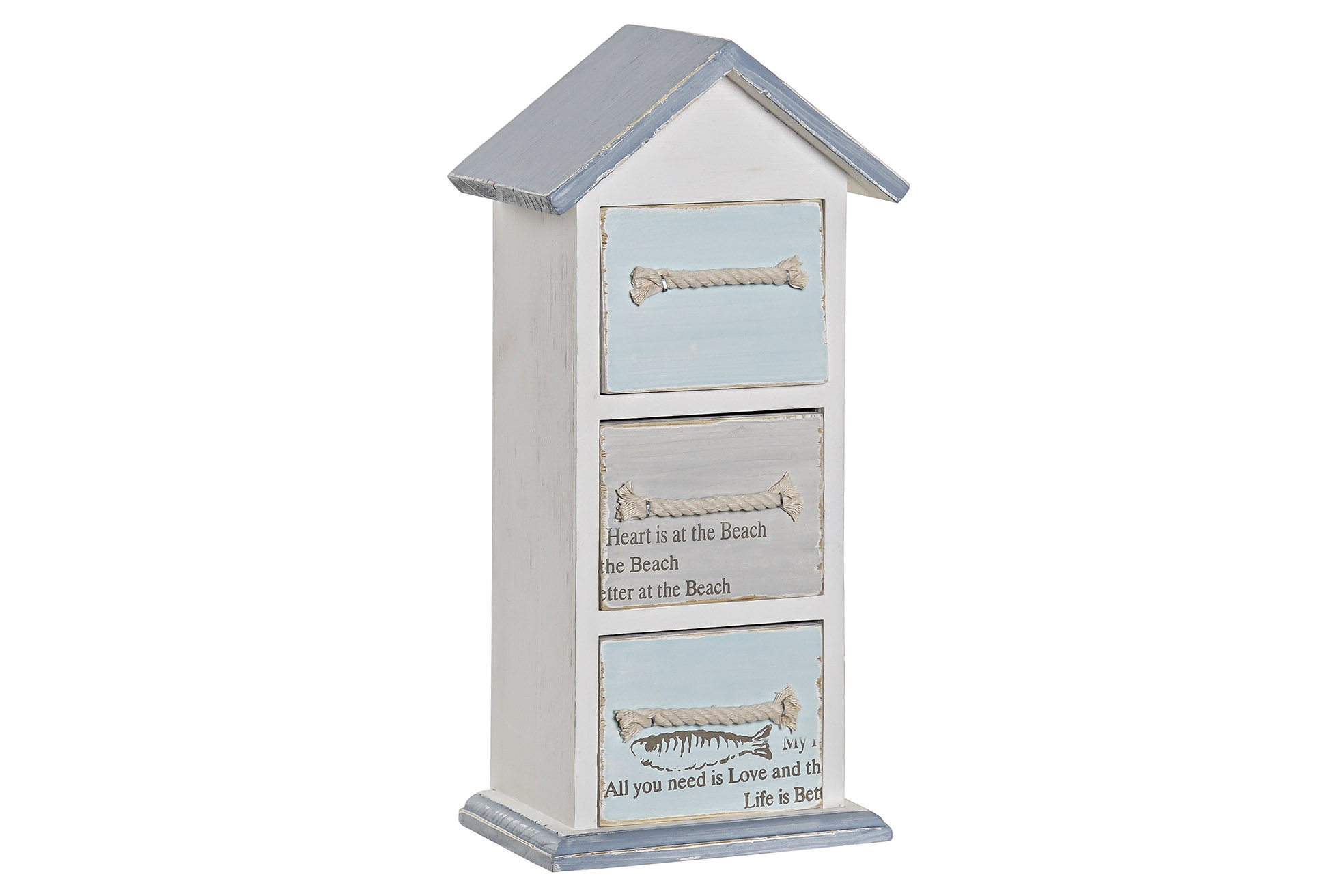MARINE DESIGN 3 DRAWER WOOD WHITE & LIGHT BLUE