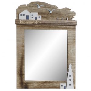 MARINE DESIGN MIRROR WOOD LIGHTHOUSE NATURAL BROWN