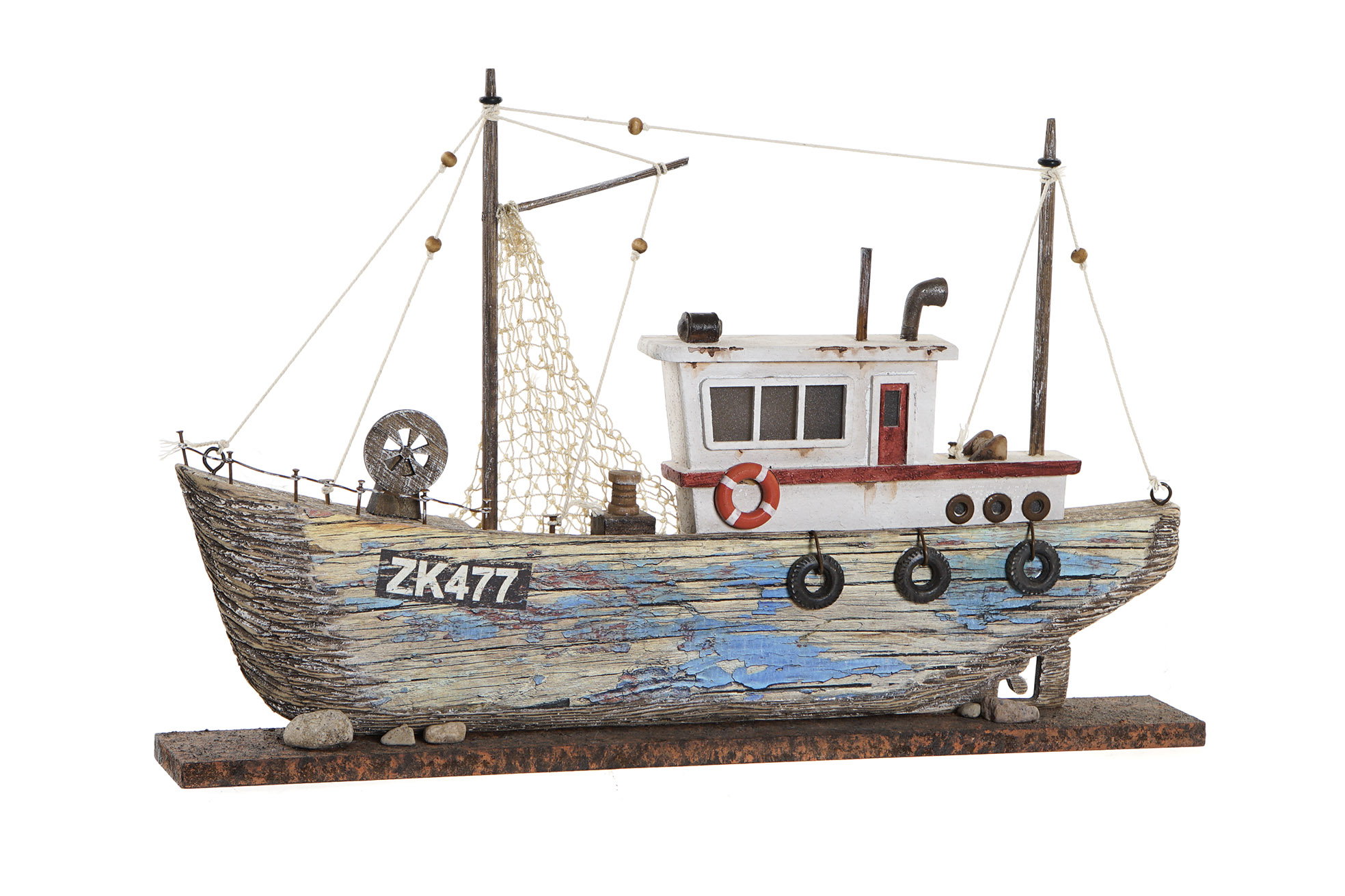 OLD WOOD DESIGN LED LIGHT SHIP AGED BLUE