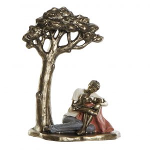 FIGURE RESIN ART DESIGN COUPLE TREE GOLDEN