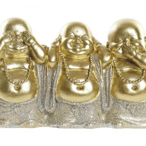 FIGURE RESIN DESIGN 15 X 5 X 9 BUDDHAS CHAMPAGNE