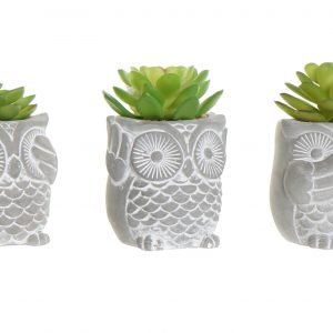 PLANT CEMENT OWL DESIGN POTS  7X7X10 3 MOD.