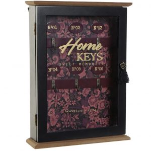 KEY HOLDER WOOD & GLASS DESIGN  22X6X30 BLACK