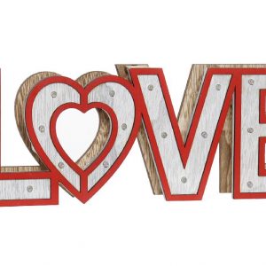 DECORATIVE LIGHT LED WOOD DESIGN SIGN XL .35 X 4 X 12 LOVE RED