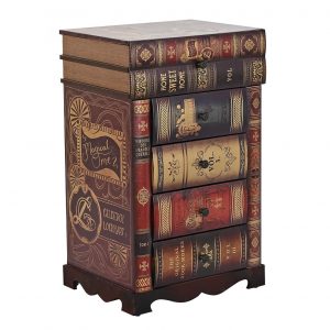 VINTAGE 4 DRAWER WOOD  BOOK RED & BROWN DESIGN