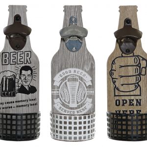 VINTAGE DESIGN BOTTLE OPENER WOOD IRON 10X6X30 3 MOD.