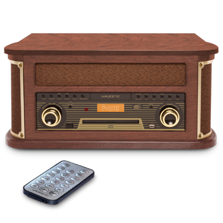 MAJESTIC TURNTABLE BLUETOOTH ENCODER USB SOCKET CD/ DAB + FM RADIO CASSETTE - Image 2