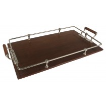 Wood & stainless steel high quality Tray With Handles 45cm