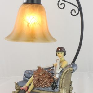 Lady On Couch Table Lamp 42cm H: 42.0 x W: 25.0 x D: 22.0cm