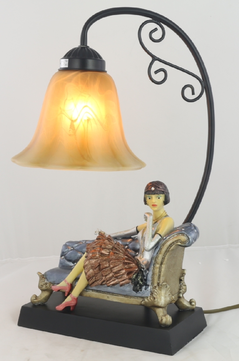Lady On Couch Table Lamp 42cm H: 42.0 x W: 25.0 x D: 22.0cm