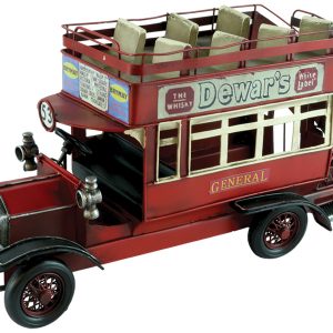 Vintage metal Red Open Top Bus - 33cm