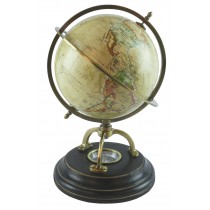Globe On Wooden Base With Compass 24 cm