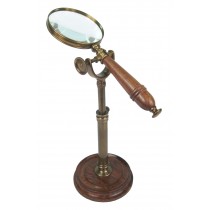 VINTAGE DESIGN MAGNIFYING CLASS ON WOOD STAND EXTENDS 28 CM