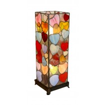 HEARTS SQUARE DESIGN STAINED CLASS LAMP LARGE