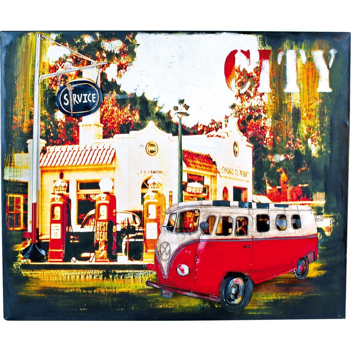 Metal Sign Hippie Bus "Vintage Design"