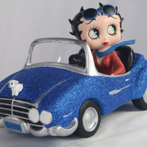 Betty Boop In Motor Car - Blue Glitter ** 30cm H: 17cm x W: 30cm x D: 16.5cm