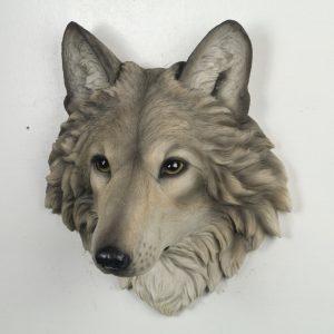 Resin Art Design Wolf Head Hanging 34.5cm