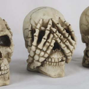 RESIN ART DESIGN Set Of 3 Skulls - Hear Speak, & See No Evil - 13cm