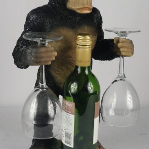 XL Chimp Wine Bottle & Glass Holder 45.5cm H: 45.5 x W: 25.0 x D: 20.5cm