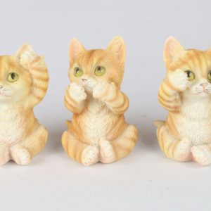 RESIN ART DESIGN Set Of 3 Cats - Hear Speak, & See No Evil - 9.Cm