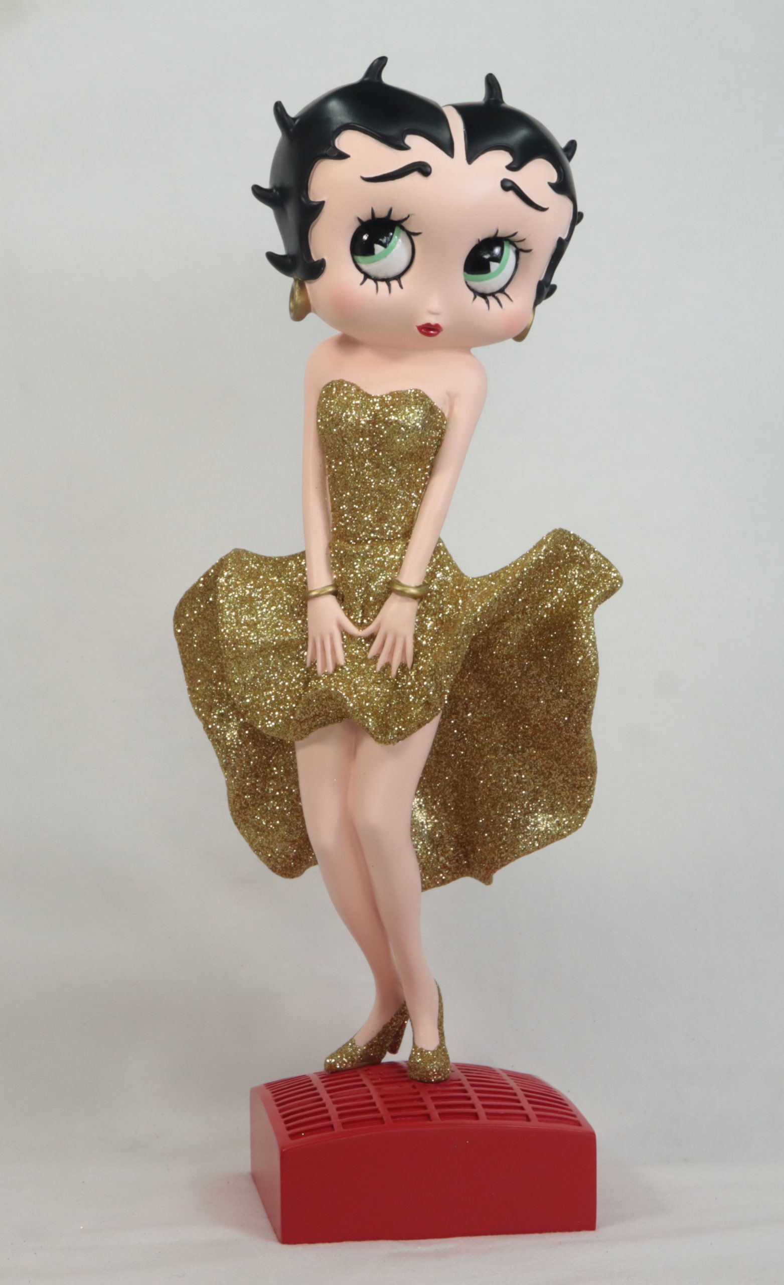 Betty Boop Posing Gold Glitter Dress 29.5cm H: 29.5 x W: 12.5 x D: 10.0cm