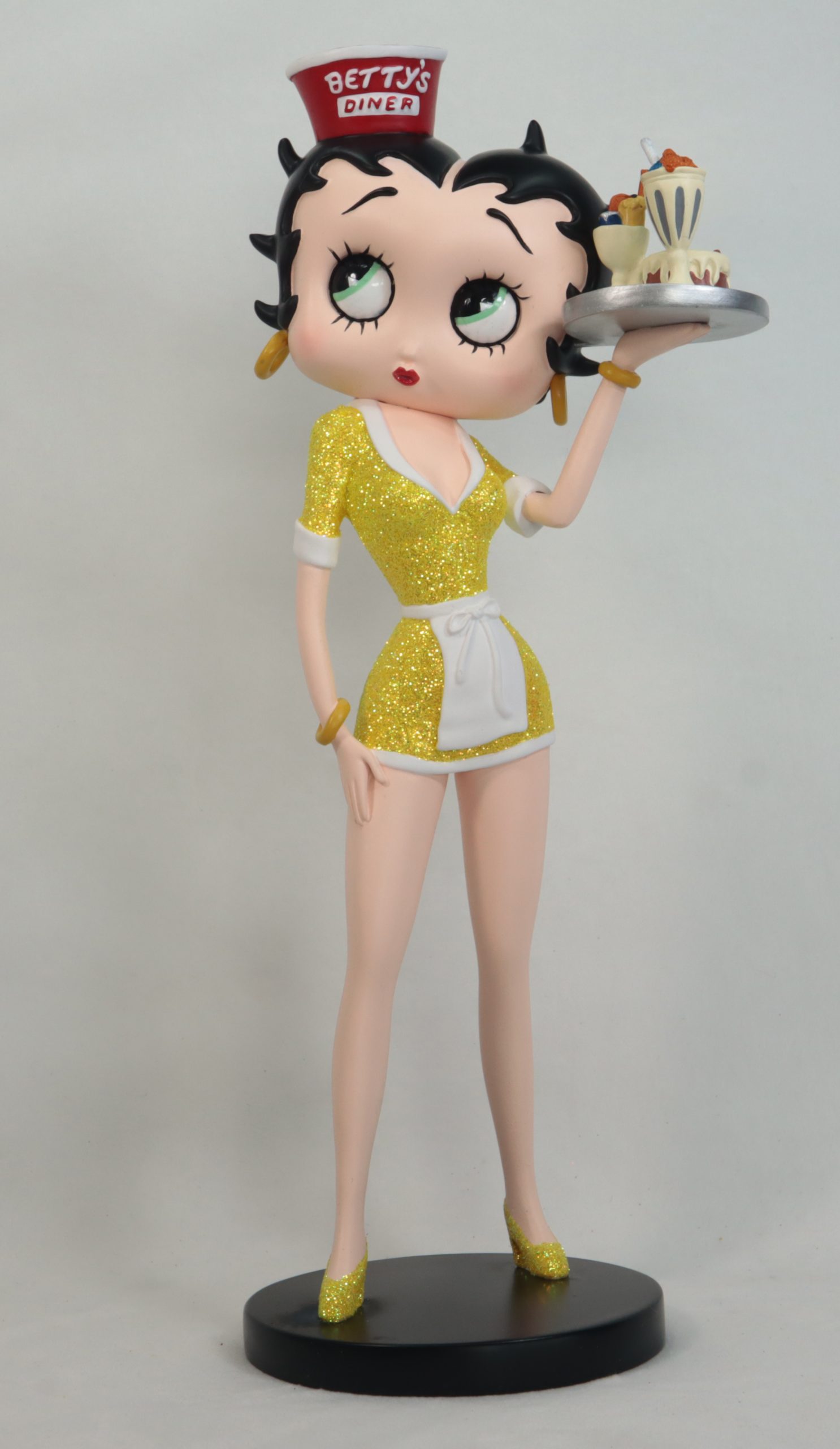 Betty Boop Diner Waitress Yellow Glitter Dress 31.5cm H: 31.5cm x W: 13.5cm x D: 10cm