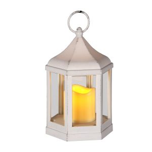 ANTIQUE LANTERN VINTAGE DESIGN LED CANDLE INC ( WHITE )