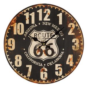 VINTAGE WOOD WALL CLOCK ROUTE 66